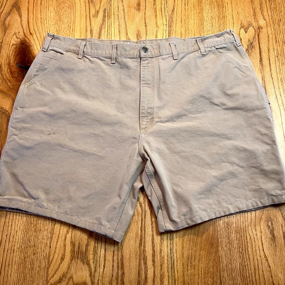 CARHARTT Mens Carpenter Shorts 48 Canvas Dungaree Fit Workwear Made In USA Stain